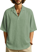 MARSVOVO Mens Summer T-Shirt Classic Solid Collar Neck Half Sleeve Tees Loose Fit Casual Pullover Top